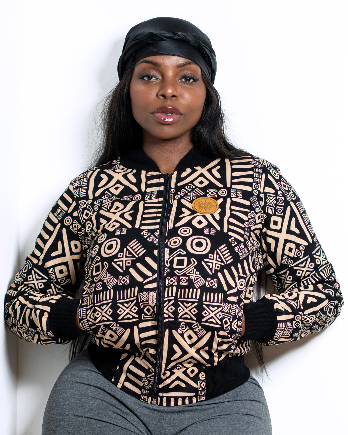 Unisex Cream & Black Ankara Bomber Jacket – Made in Kenya 🇰🇪 - Kulcha Kernel