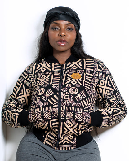 Unisex Cream & Black Ankara Bomber Jacket – Made in Kenya 🇰🇪 - Kulcha Kernel