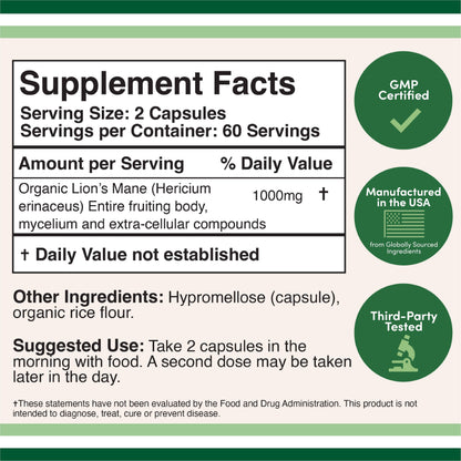 Lion's Mane Mushroom Capsules - Kulcha Kernel