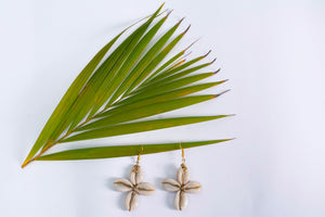 HANDMADE STAR COWRIE SHELL EARRINGS- MADE IN KENYA