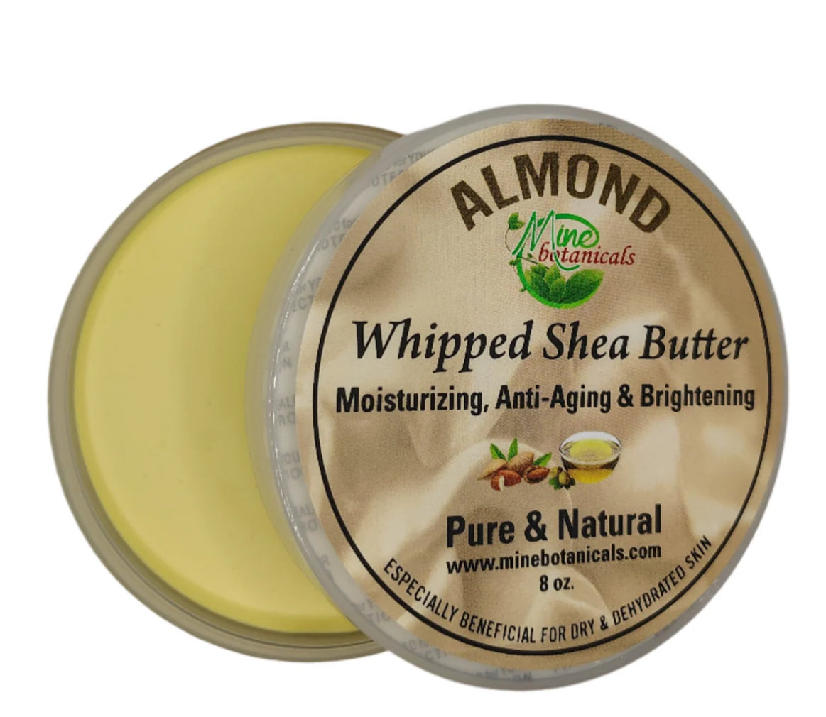 Organic Almond Whipped Shea Butter  With Olive Oil & Mango Butter Deep Moisturization, Anti-Aging Marvel & Brightening