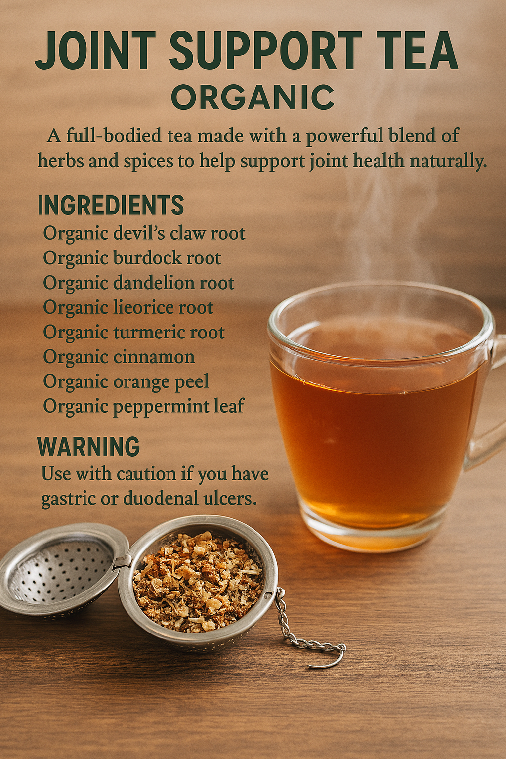 Organic Joint Support Tea Blend (Crushed & Sifted)-  ( 4 Oz ) - Kulcha Kernel