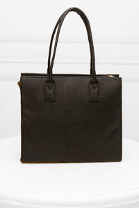Handmade Black Soft Leather and Ankara/ African print mid-sized handbag.