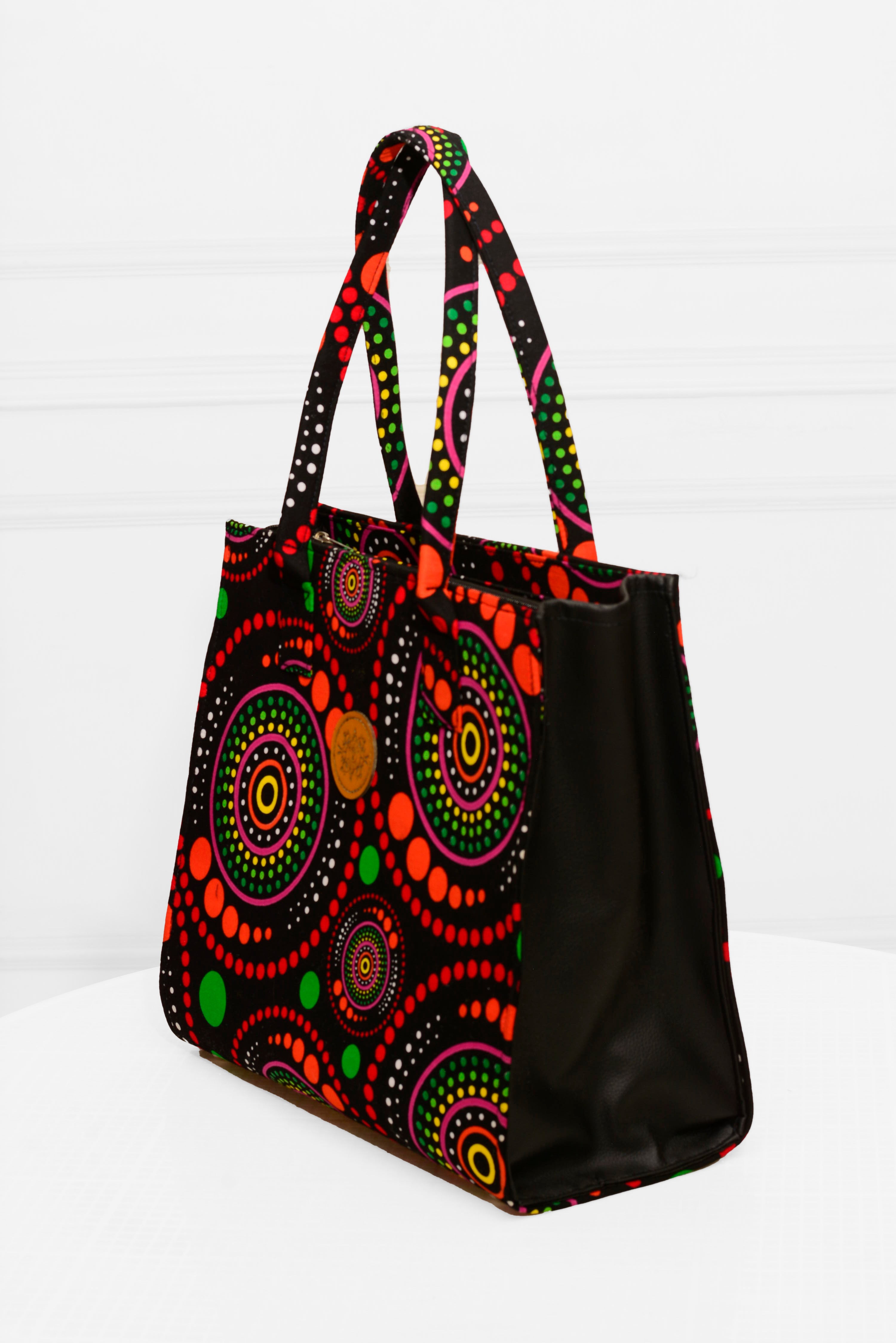 Handmade Pink Ankara Handbag / African print mid-sized handbag.