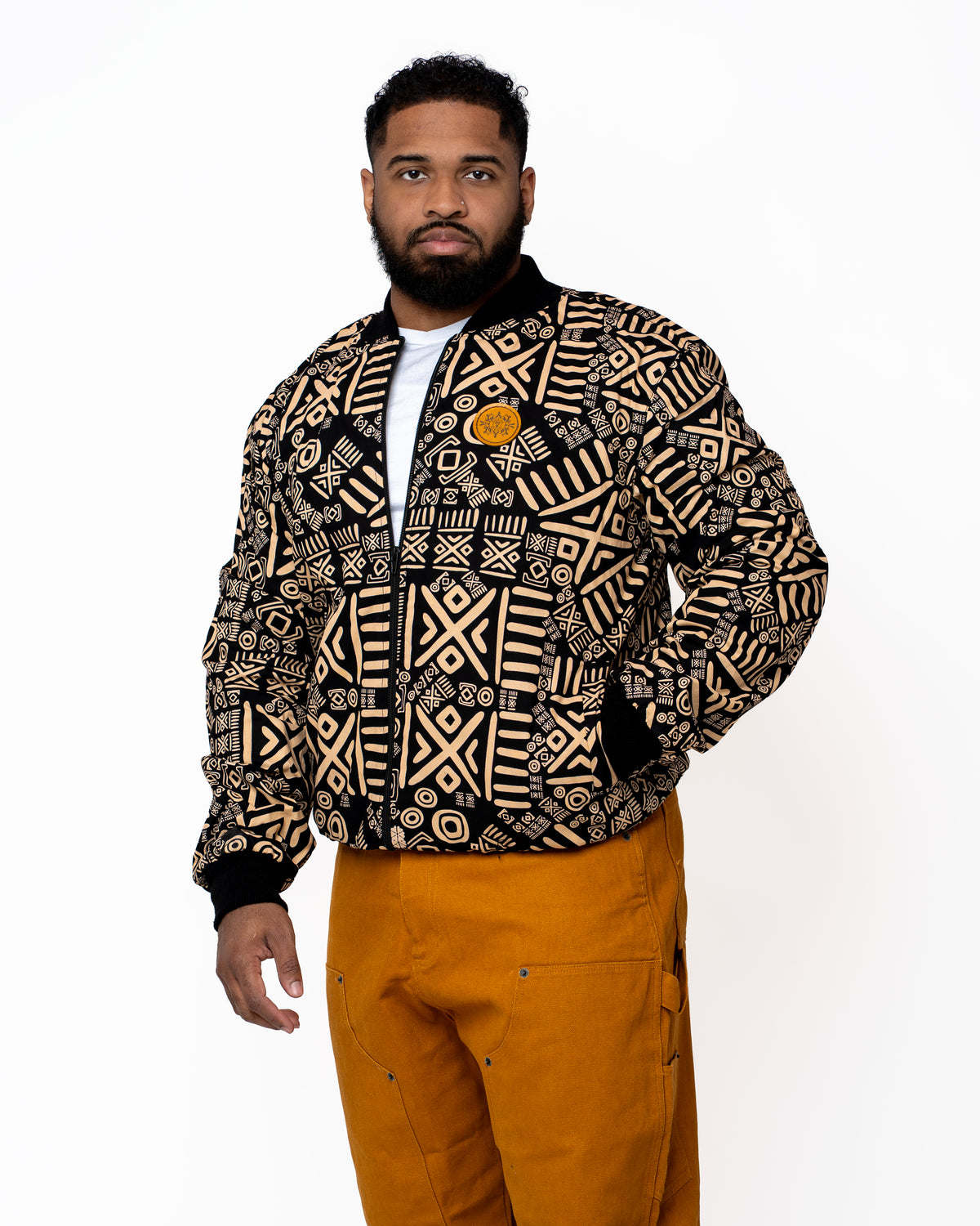 Cream & Black Ankara Bomber Jacket – Made in Kenya 🇰🇪 - Kulcha Kernel