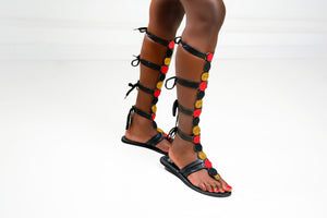 Gladiator Maasai Leather Beaded Sandals (Knee High)- MADE IN KENYA