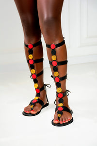 Gladiator Maasai Leather Beaded Sandals (Knee High)- MADE IN KENYA