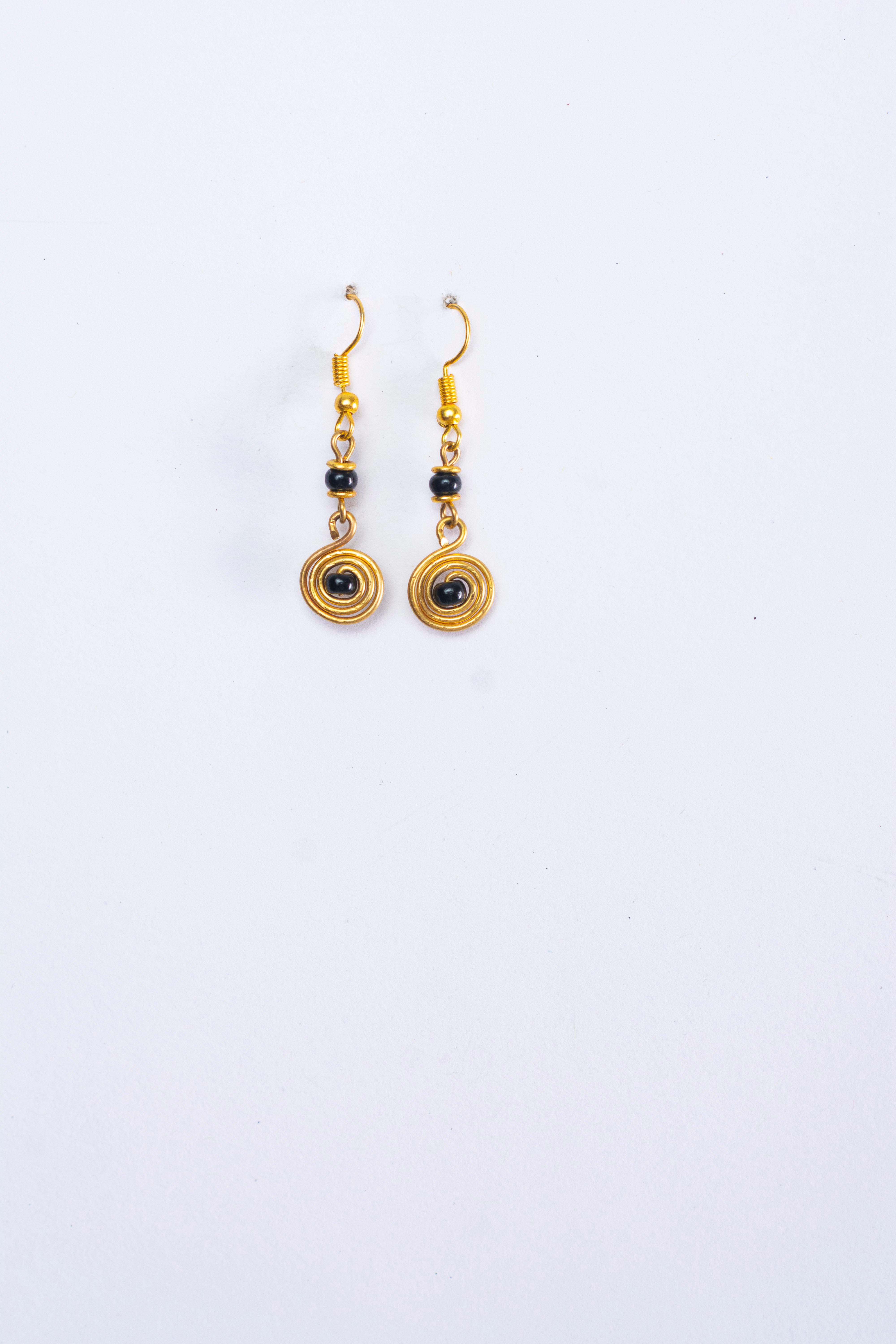 HANDMADE BRASS & BEADS EARRINGS- MADE IN KENYA