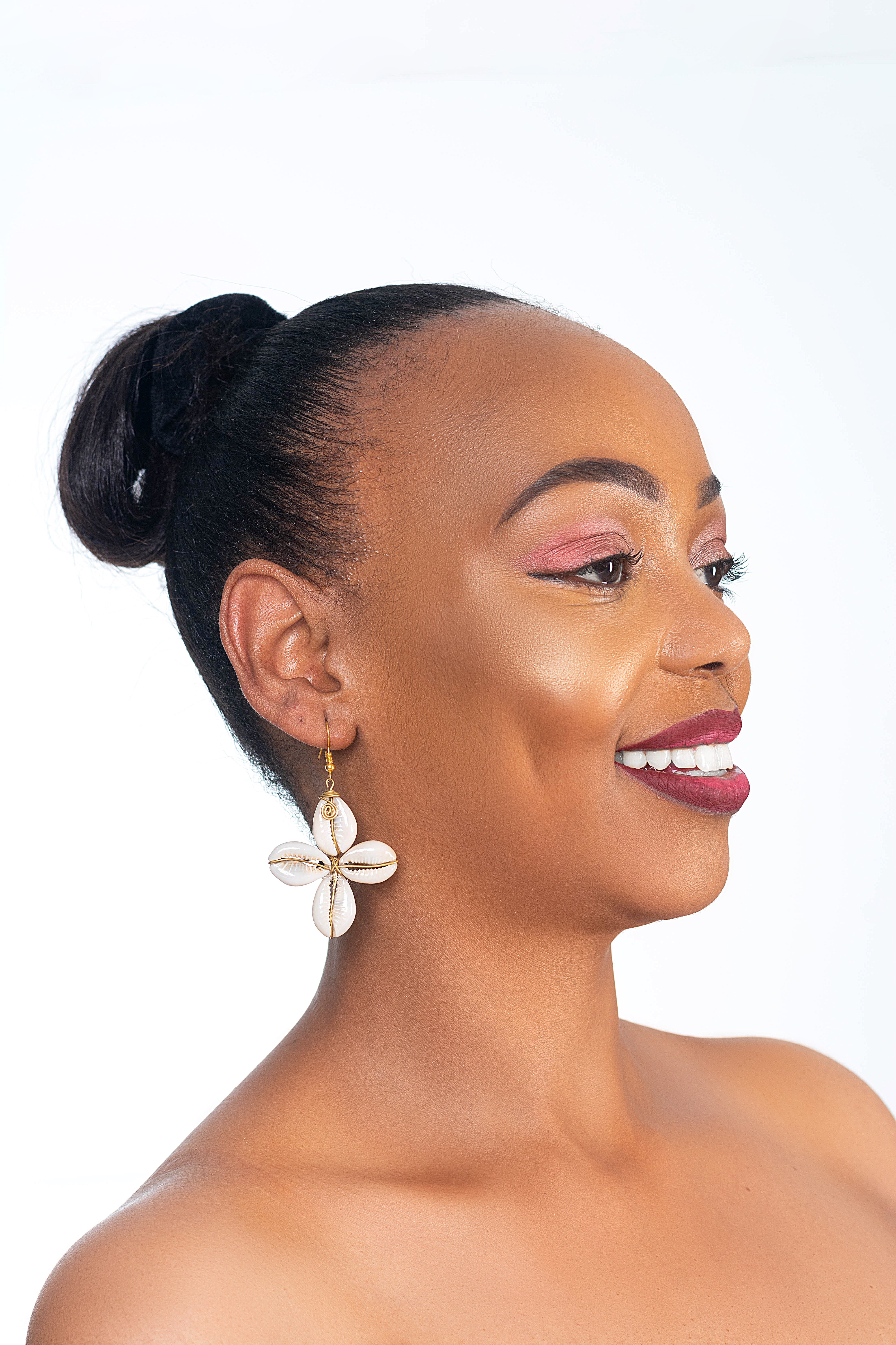 HANDMADE STAR COWRIE SHELL EARRINGS- MADE IN KENYA