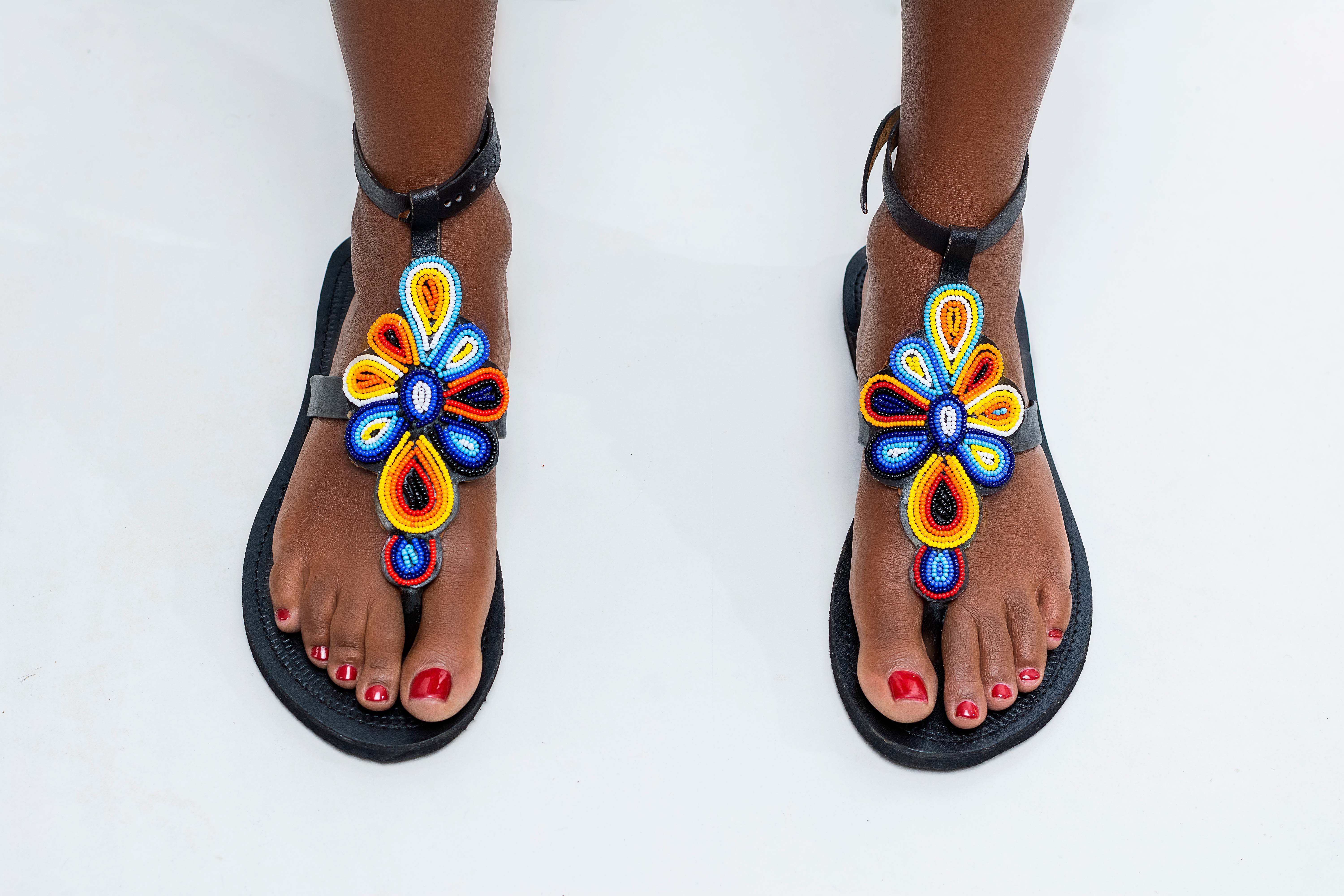 FLOWERY MINI GLADIATOR MAASAI BEADED SANDALS