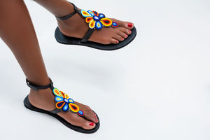 FLOWERY MINI GLADIATOR MAASAI BEADED SANDALS