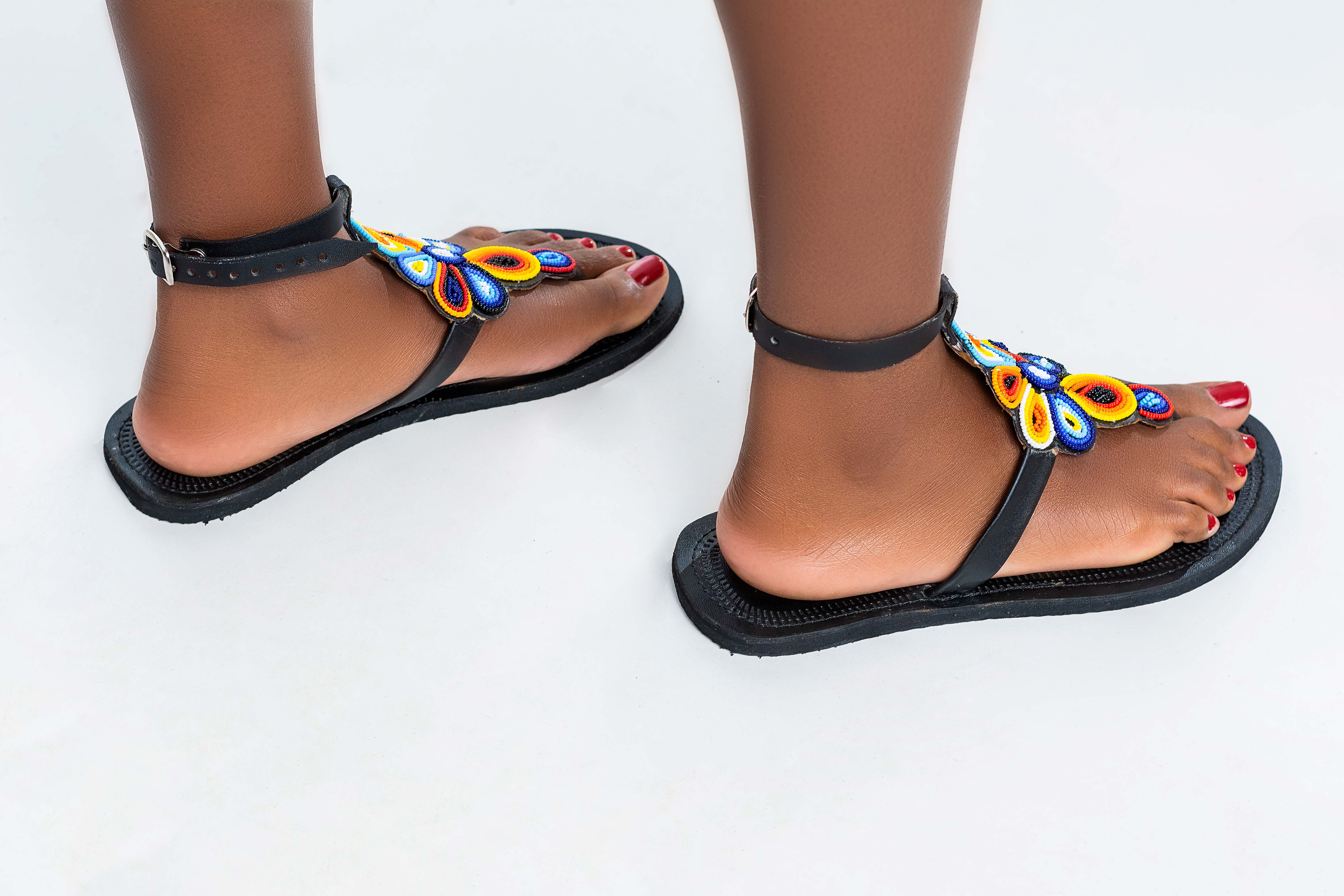 HANDMADE COWRIE SHELLED MAASAI LEATHER SANDALS