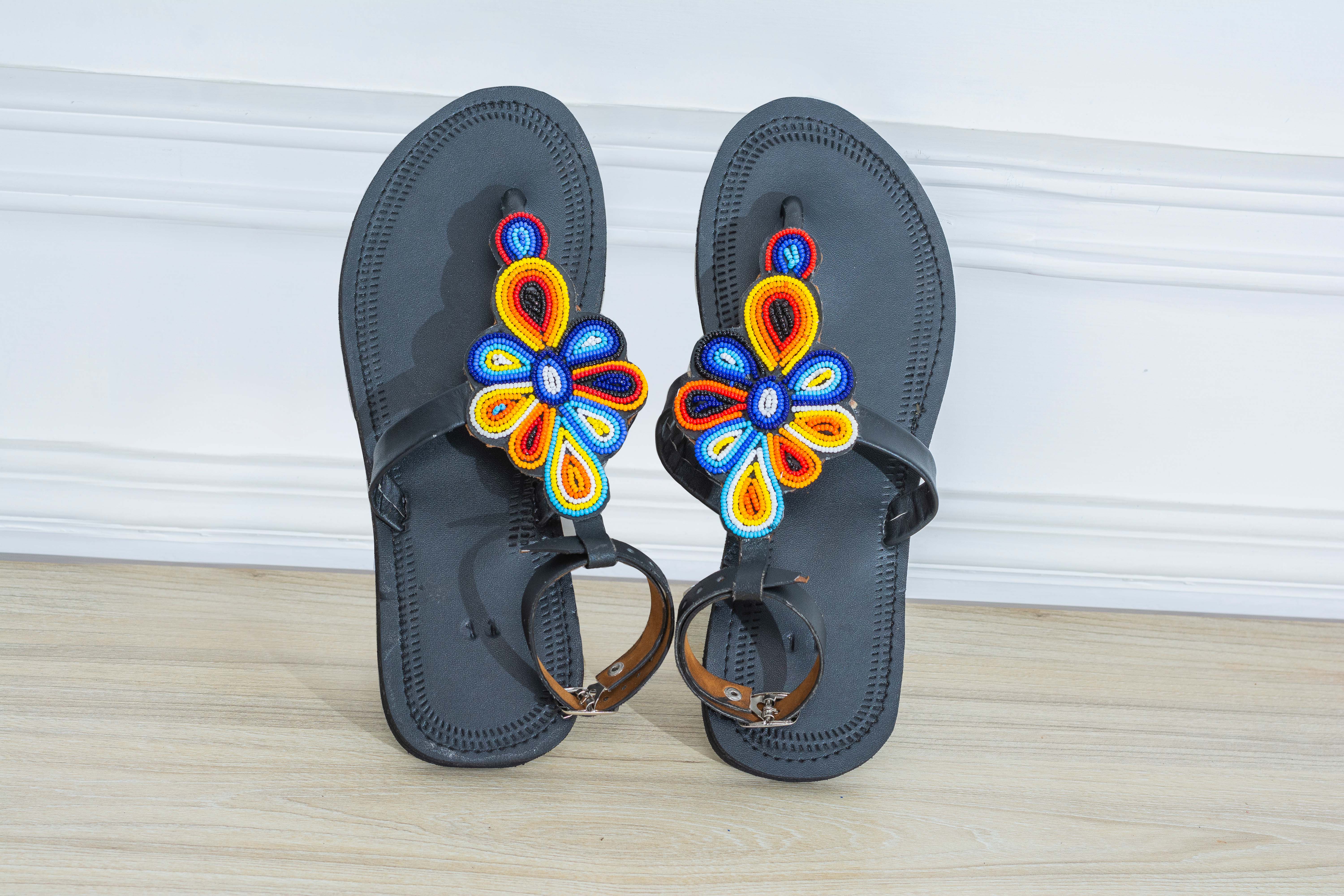 FLOWERY MINI GLADIATOR MAASAI BEADED SANDALS