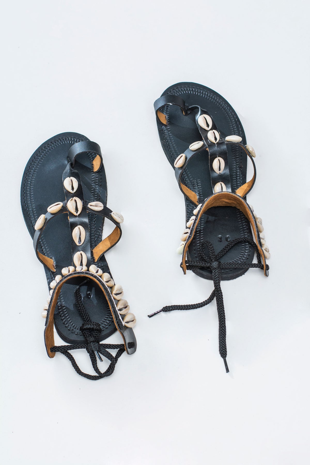 HANDMADE COWRIE SHELLED MAASAI LEATHER SANDALS - Kulcha Kernel