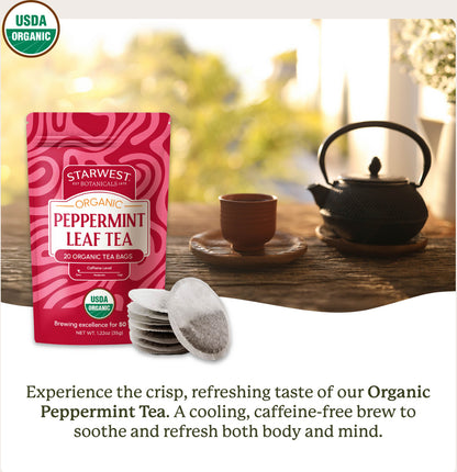 Organic Peppermint Tea Bags-20 & 100 Tea Bag Pouches - Kulcha Kernel