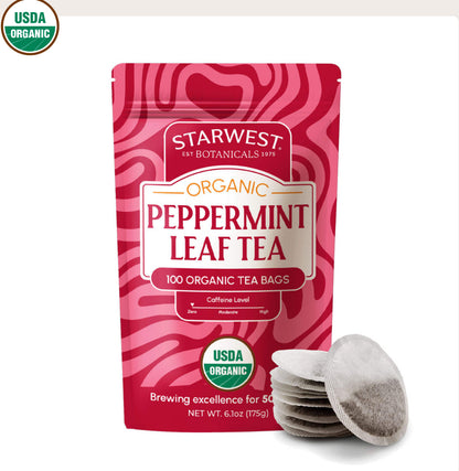 Organic Peppermint Tea Bags-20 & 100 Tea Bag Pouches - Kulcha Kernel
