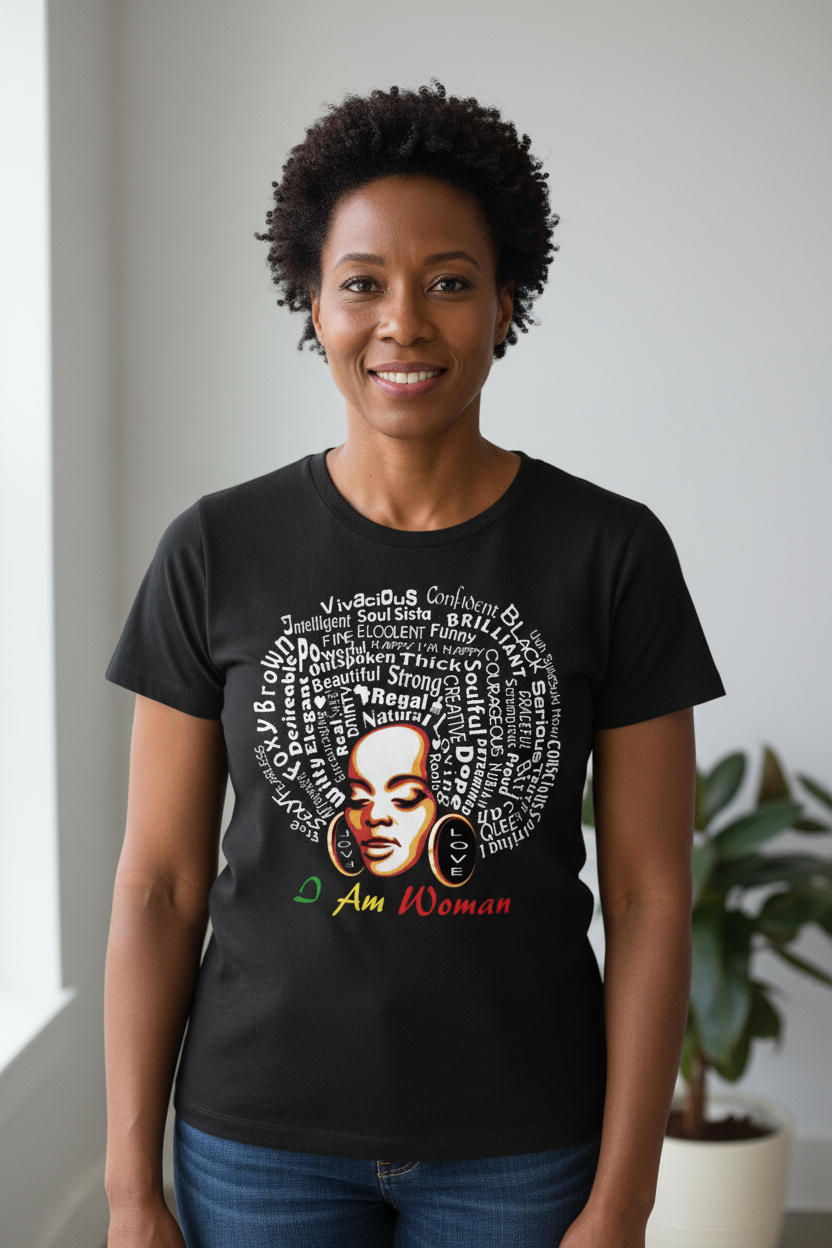 I Am Woman” Empowerment Afrocentric Tee – 100% Cotton | Sizes S–3XL - Kulcha Kernel