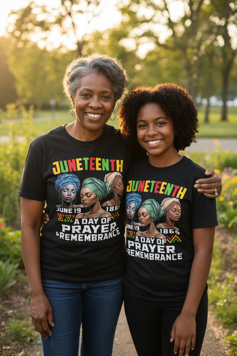 Juneteenth “Prayer & Remembrance” T-Shirt – 100% Cotton | Sizes S–3XL - Kulcha Kernel