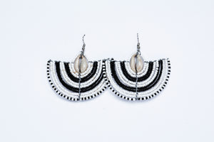 HANDMADE ALUMINIUM, COWRY SHELL & MAASAI BEADED EARRINGS - MADE IN KENYA