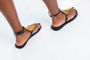 Afro Flower Maasai Leather Beaded Sandals (Ankle High)- MADE IN KENYA