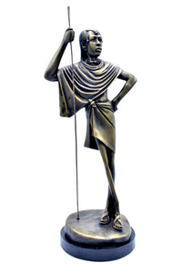 Maasai Moran Warrior Brass Sculpture. (20" x 4" x 4") - Kulcha Kernel