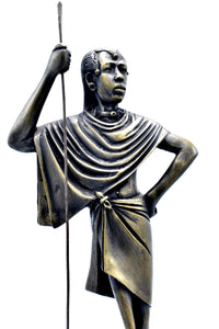 Maasai Moran Warrior Brass Sculpture. (20" x 4" x 4") - Kulcha Kernel