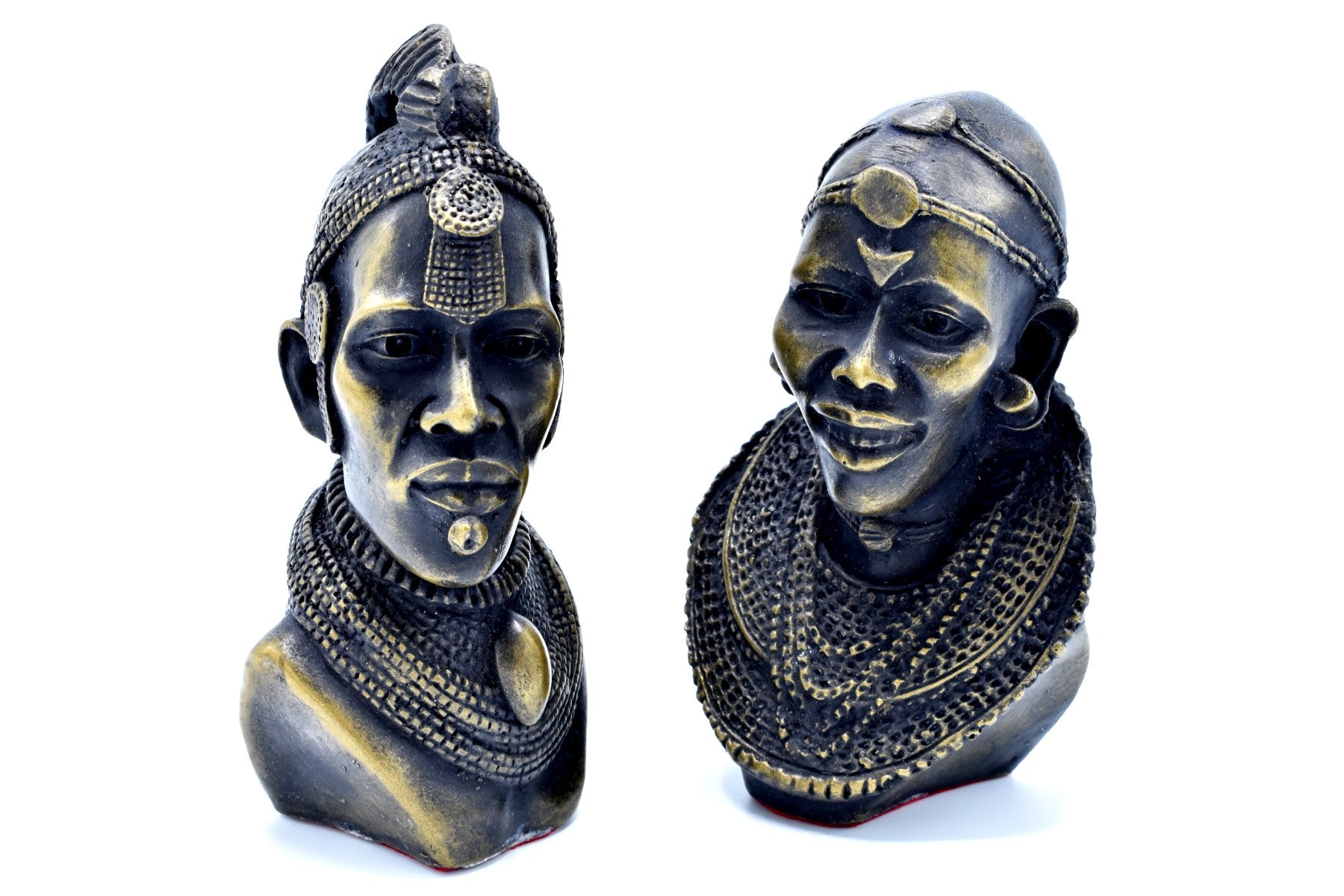 Mature Maasai Couple Brass Sculpture.( 6"x 3"x 3") - Kulcha Kernel