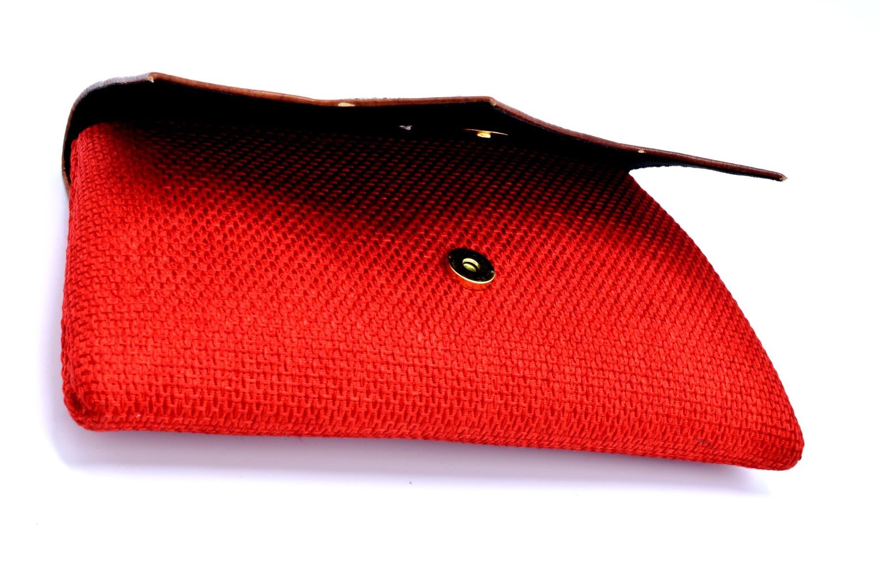 Mocha on Crimson Red Medium-sized handmade Clutch Purse w/ Cleft - Kulcha Kernel