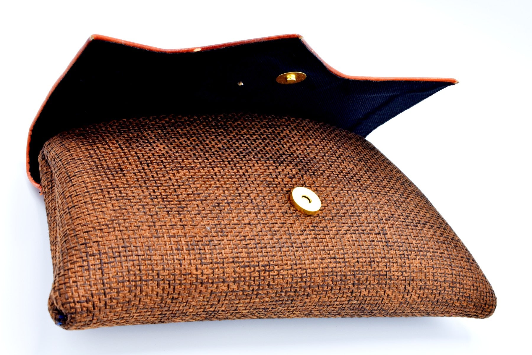 Medium Sized Leather Mocha on Brown Cleft Flap Handmade Clutch Purse - Kulcha Kernel