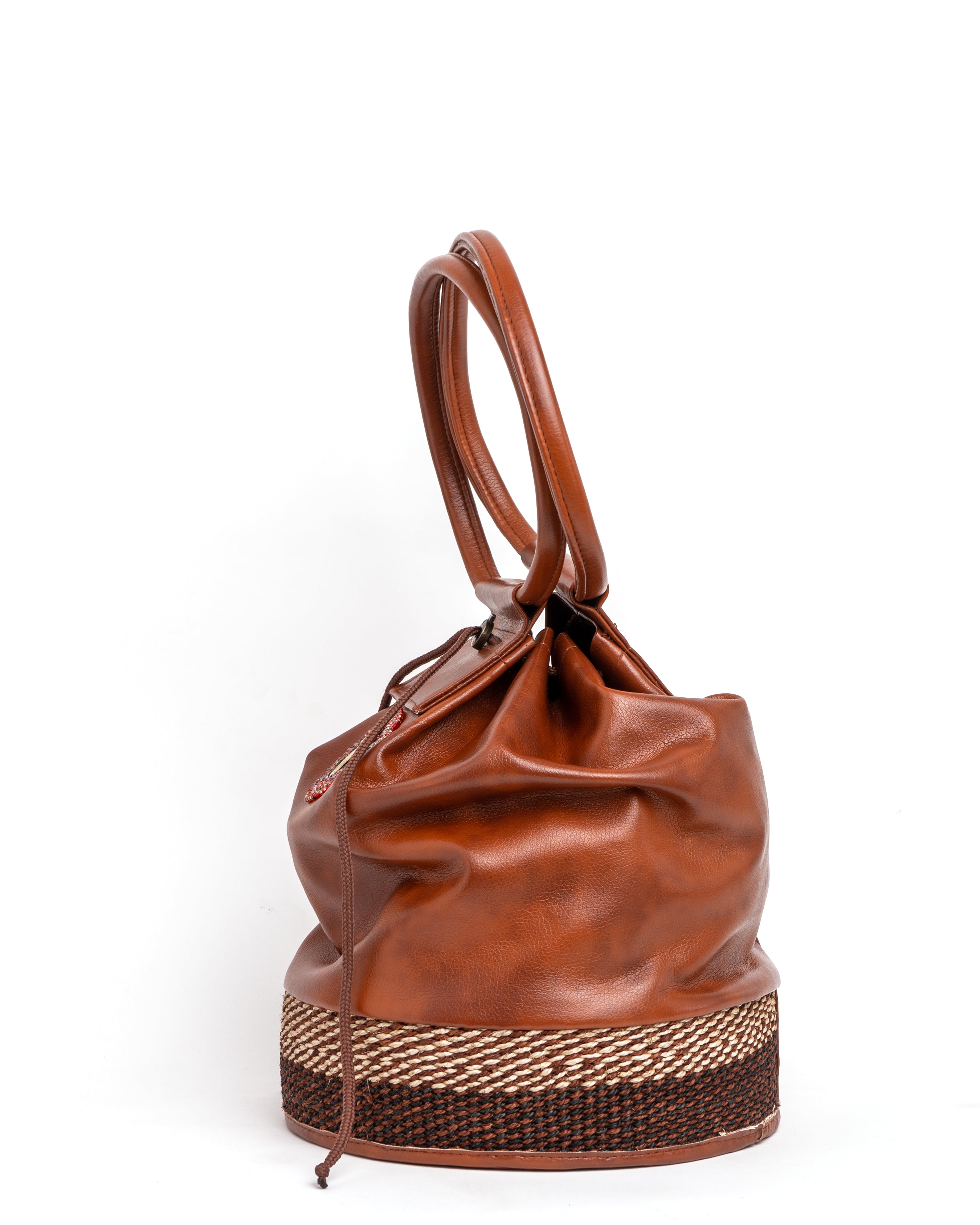 Round Leather Handmade Handbag