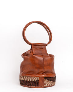 Round Leather Handmade Handbag