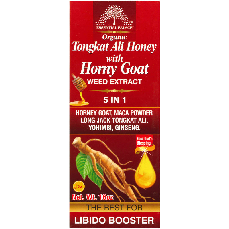 Essential Palace Organic Tongkat Ali Honey with Horny Goat, 5 IN 1, Increases Sexual Pleasure, Drive and Libido 16 OZ - Kulcha Kernel
