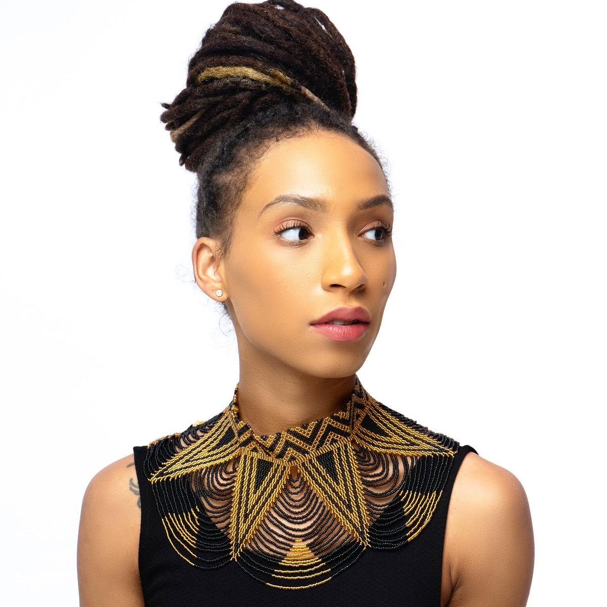 Gold & Black Collared Handmade Micro Beaded Maasai Necklace - Kulcha Kernel
