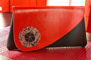 Red on black medium-sized handmade Clutch Purse - Kulcha Kernel