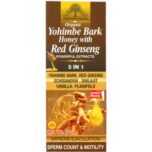 Essential Palace Organic Yohimbe Bark Honey With Red Ginseng, 5 IN 1, Testosterone Booster and Stamina, Improve Ejaculation, Sperm Count and Motility, 16 OZ - Kulcha Kernel