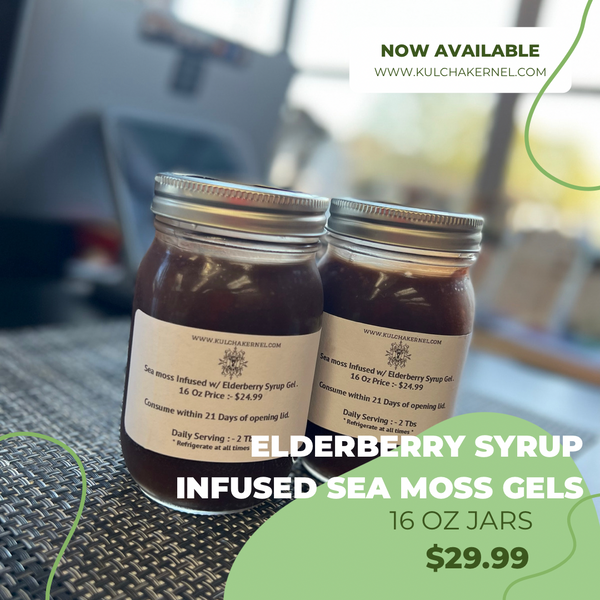 100% Wild Crafted Sea Moss Gel infused with Elderberries (16 Oz