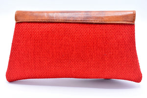 Mocha and red medium-sized handmade Clutch Purse - Kulcha Kernel