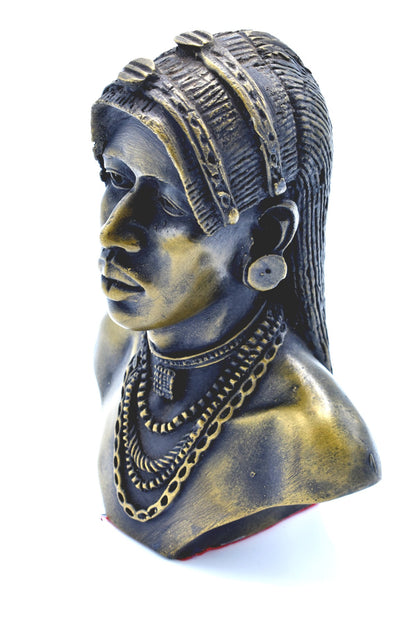 Young Maasai Couple Brass Sculpture. (7" x 4" x 3") - Kulcha Kernel