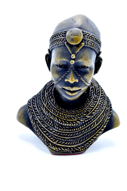 Young Maasai Couple Brass Sculpture. (7" x 4" x 3") - Kulcha Kernel