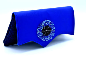 Royal blue medium sized handmade Clutch Purse ( Cleft Flap ) - Kulcha Kernel