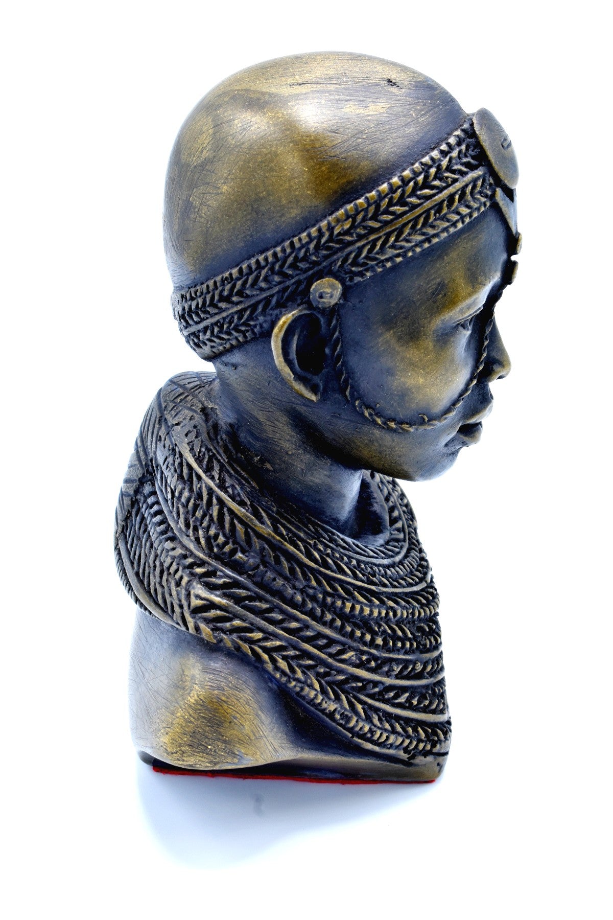 Young Maasai Couple Brass Sculpture. (7" x 4" x 3") - Kulcha Kernel